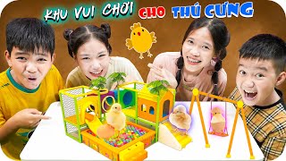 Làm Khu Vui Chơi Tí Hon Cho Gà Con | Công Viên Cho Thú Cưng ♥ Min Min TV Minh Khoa