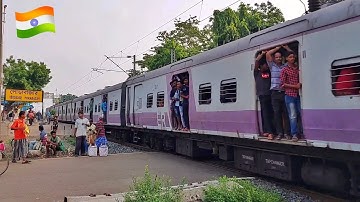 Perfect Colourfull EMU Trains Crossing || Howrah Barddhaman Local Furious Skipping Out at Railgate.
