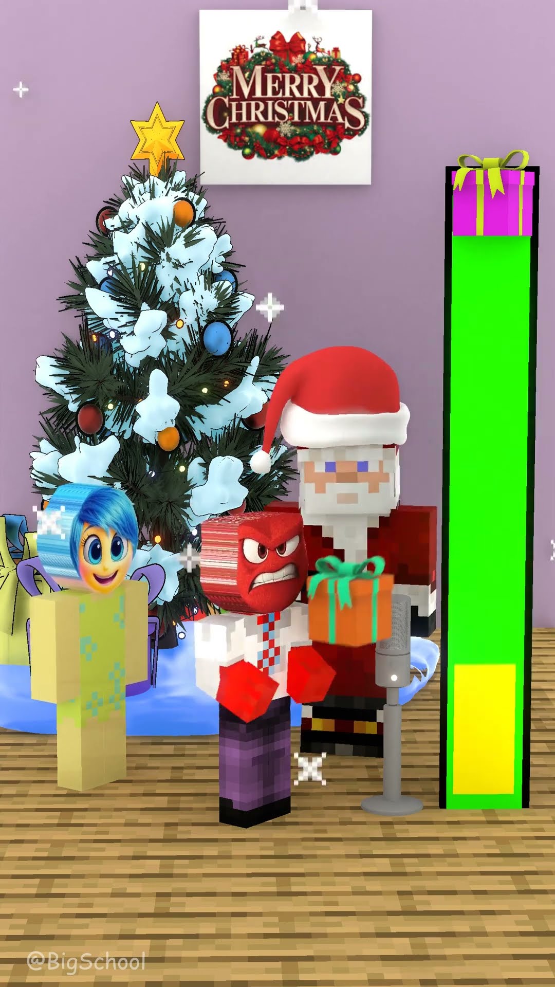The singing challenge to get the gift from Santa Claus with Sadness, Anger, and Joy! ??