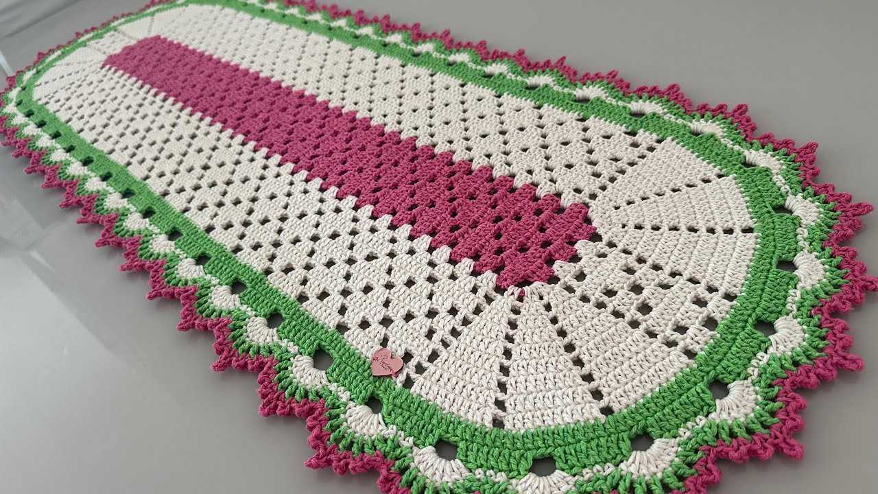 Passadeira de crochê oval Jasmim, aula passo a passo completo