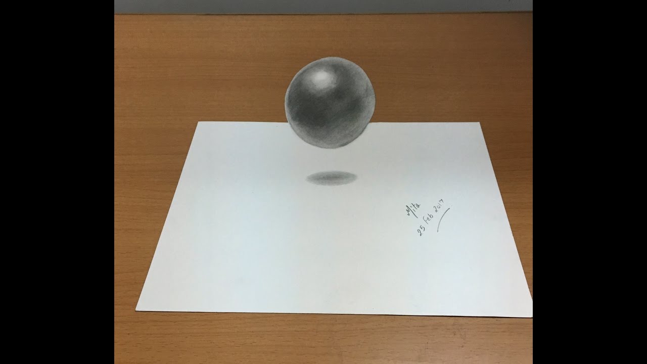 3D drawing on paper - Draw a floating levitating ball - YouTube