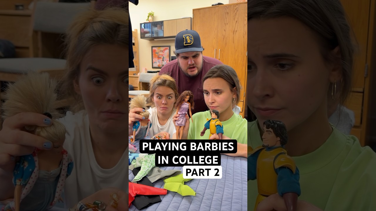 what’s a barbie? #collegelife #barbie #playing #roommate #dorm