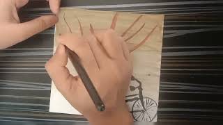 Beautiful Tree Painting with Bicycle Acrylic Art