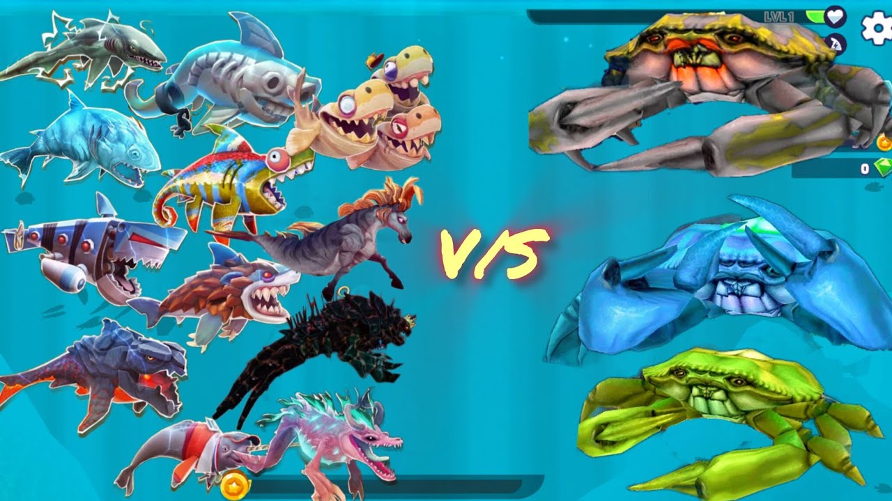 Hungry Shark Evolution Gaint Monster 3 Crab Vs All Special Sharks Titan Shark 🦈 King 👑