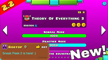 New Official Level!? | "Theory Of Everything 3" Complete [Demon] | Geometry Dash 2.21