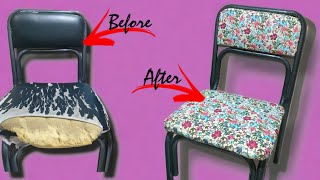 إعادة تدوير الأشياء القديمة /تنجيد كرسي قديم/Recycling an old chair into a new chair?