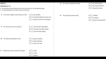 Listening B1, PET 2, Test 3, Part 2