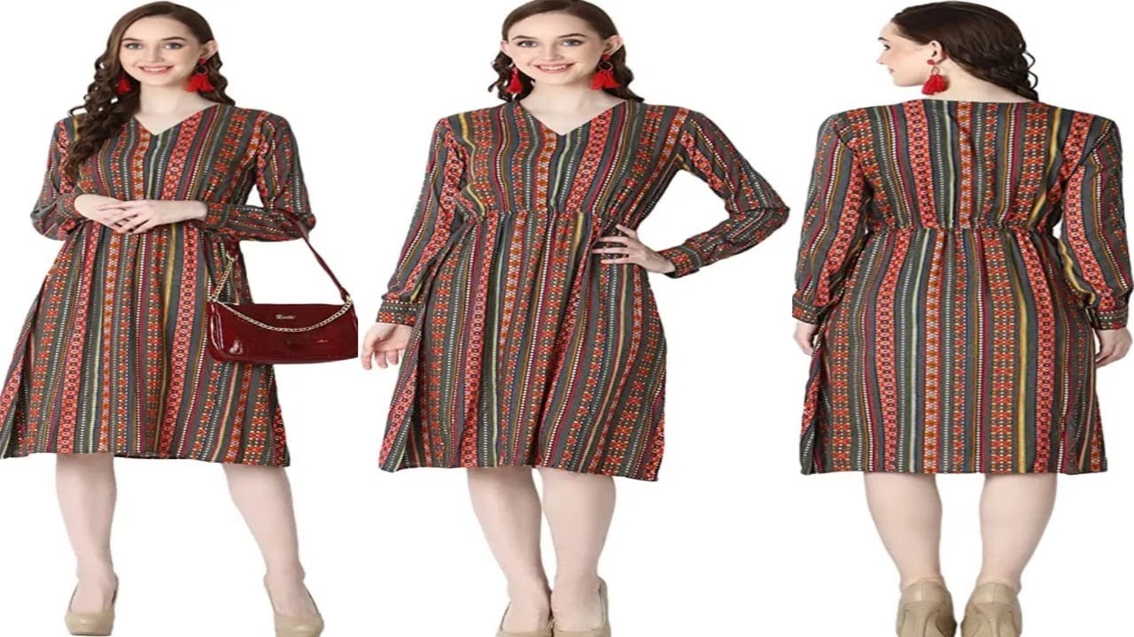 DHRUVI TRENDZ Designer Slub Rayon Fully Stitched Anarkali Kurti for Women & Girls on Jeans Palazzo o