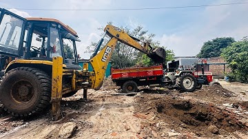 Kubota Swaraj 742 XT Loading Soil JCB 3dx Backhoe Loader | Stuck in Mud #jcbvideo #tractor#bulldozer