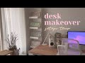 Desk makeover  setup tour  organizing unboxing new standing desk 