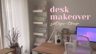 desk makeover & setup tour  organizing, unboxing, new standing desk ☁