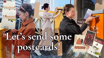 Decorating fall-themed postcards for World Postcard Day 📮