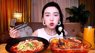 ASMR 먹방 | 매운 국수 레벨 7, 레몬그라스와 칠리를 곁들인 매운 닭발, 매운 소 힘줄 | 소리 먹고, 영화 먹고, 먹방