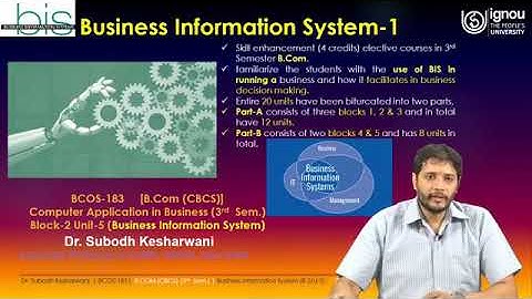 Business Information System-1 | for BCOS-183, B.Com. Students | Dr. Subodh Kesharwani | SOMS | IGNOU