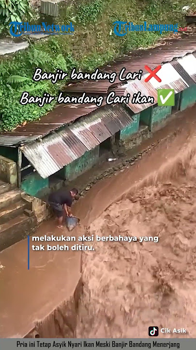 PRIA INI TETAP ASYIK NYARI IKAN MESKI BANJIR BANDANG MENERJANG | @TRIBUNLAMPUNGNEWSVIDEO