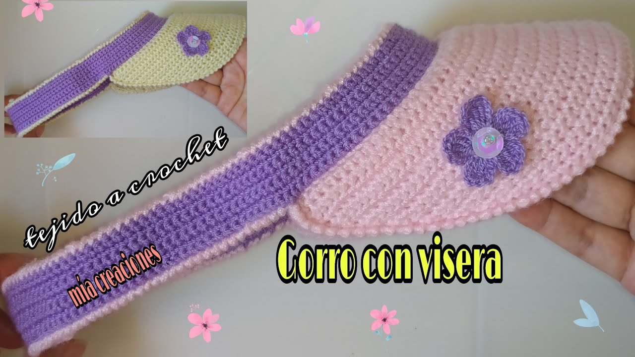 CON VISERA TEJIDO CROCHET / TUTORIAL FÁCIL / PASO PASO - YouTube