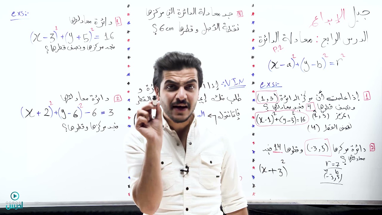 الوحدة الثانية - الدرس الرابع - الجزء الثاني - معادلة الدائرة - عاشر - الأستاذ يوسف حجير