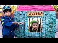 Emma Pretend Play as Cop LOCKED UP Jannie in Jail Playhouse Toy for Kids