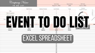 Event To Do List Excel Spreadsheet