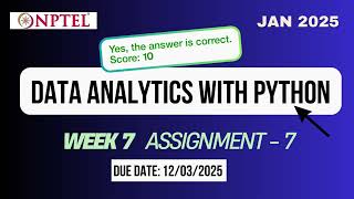 Data Analytics with Python week 7 assignment 7 answers | nptel | swayam