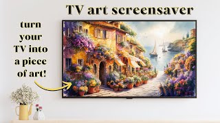 TV ART SCREENSAVER spring italian landscape watercolor painting 🌸 1 hour silent video for home decor