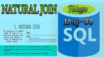 SQL[ Natural Join ]Day-30 Telugu #fullstack #database  #bsktrending #sql #java #telugu #job