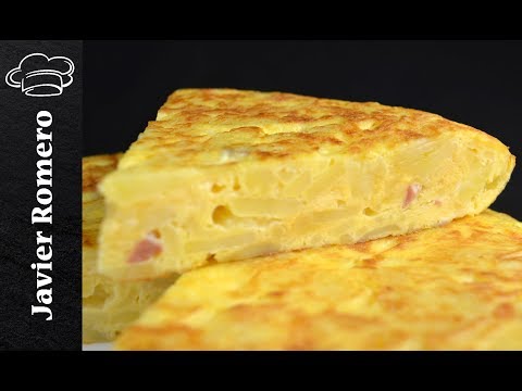 Tortilla de patatas fácil con beicon y queso. Recetas de Javier Romero