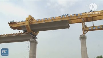 Full span launching method (FSLM) by girder launcher. advance bridge span erection  method.