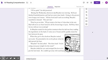 5/7 Reading Comprehension - Google Forms