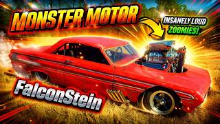 Monster Truck Motor In A Falcon Rat Rod - First Crank And Show