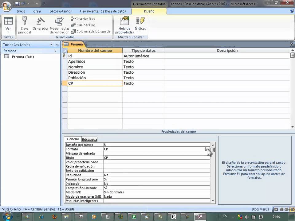 Access 2007 - Sesion 01- Crear tabla - YouTube