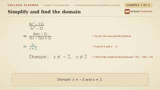 College Algebra 1 14 Simplifying Rational Expressions and Finding the Domain