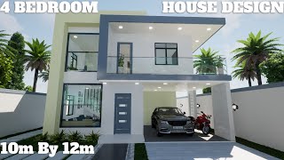 House Design | Simple House | 2 Storey  10m x 12m | 4 Bedrooms |   Swimming Pool