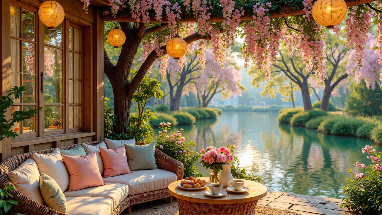 Спокойная атмосфера джаз-кафе у озера 🍃🎧 Элегантный джазовый плейлист и освежающая атмосфера для ...