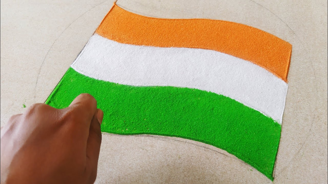 Very Simple Easy 15 August Independence day Indian Flag Rangoli Design