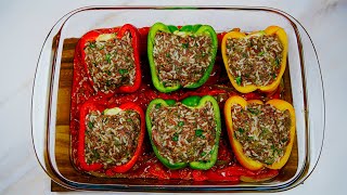 Easy and Delicious Stuffed Bell Peppers with Minced Beef and Rice Recipe!