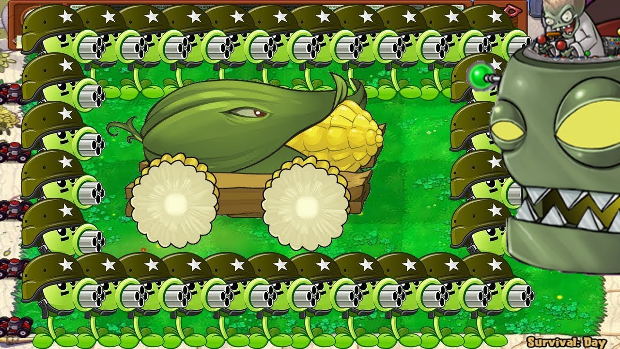 99 Cob Cannon Gatling Pea vs Zomboss - Plants vs Zombies - YouTube