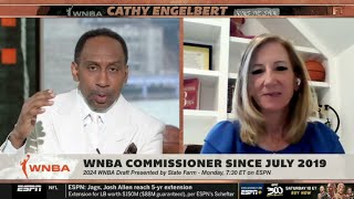 FIRST TAKE | Cathy Engelbert tells Stephen A. WHY Caitlin Clark is still GOAT even without a champs