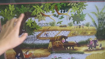 Bức tranh thêu treo Tết ý nghĩa: Phong cảnh quê hương TTH 187 - Siêu thị tranh AmiA