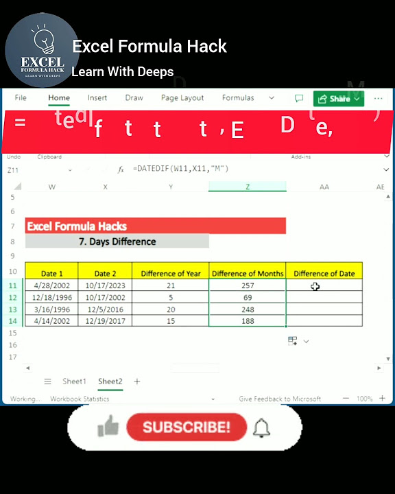 Excel 7 year months days difference in excel interview tips and