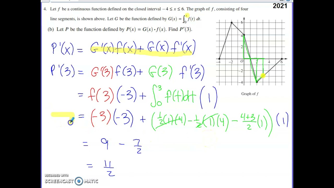 2021 AP Calculus AB & BC Free Response Question 4 YouTube