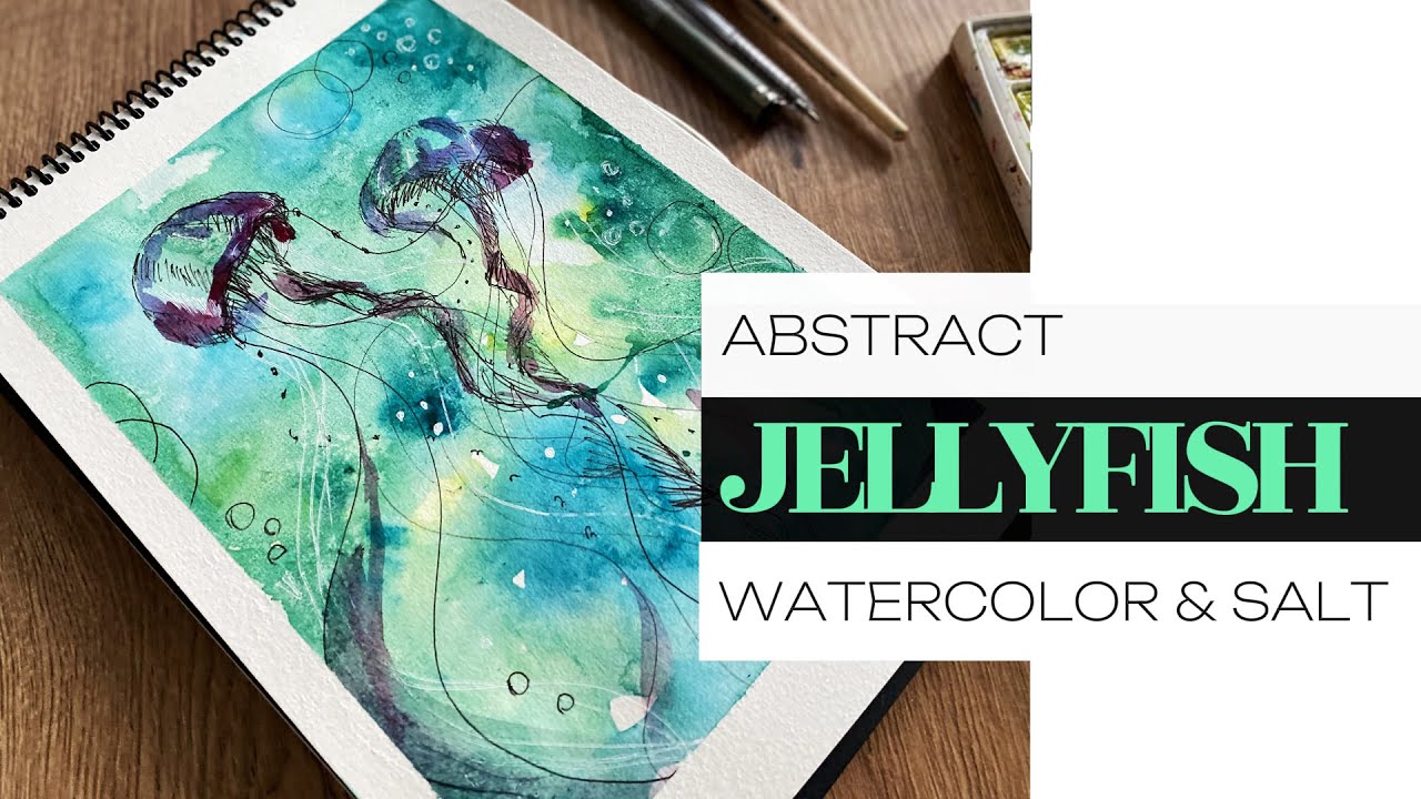 Easy Abstract Jellyfish in Watercolor Salt Technique YouTube
