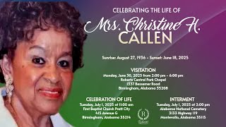 Celebration of Life for Mrs. Christine H. Callen