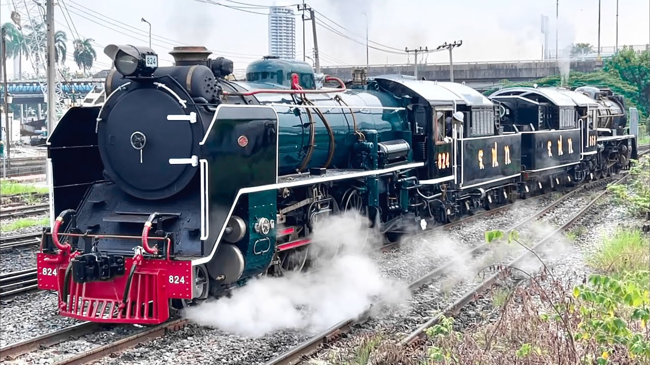 SRT. #ตำนานที่มีลมหายใจ! รถจักรไอน้ำ Pacific 824 และ 850 ทดสอบจากโรงรถจักรธนุบรี ก่อนทำขบวนวันปิยะฯ