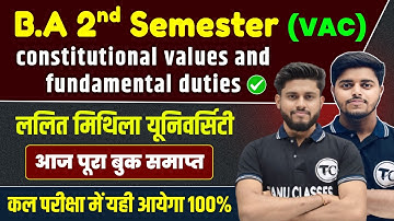 constitutional values and fundamental duties semester 2 Important Questions | ba 2nd semester exam