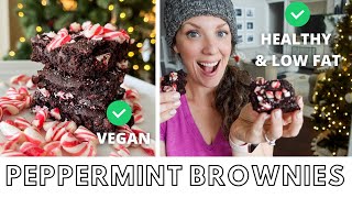 VEGAN Peppermint Brownies \/\/ OIL FREE, HEALTHY \& LOW FAT \/\/ Whole Food Plant-Based Dessert