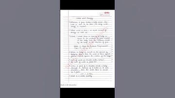 Work and Energy chapter notes | Class 9 science notes | S chand physics notes | NCERT | CBSE |