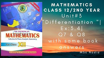 Exercise  3.4 2nd year mathematics | class 12 exercise 3.4 | ex 3.4 q7 & q8 class 12 maths