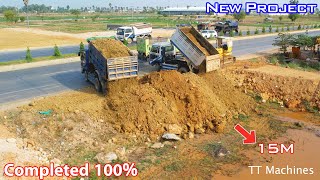 : Full Action 100% Completed !! Just Starting Project Filling Land Size 15x15 Meter Truck5T, Bulldozer