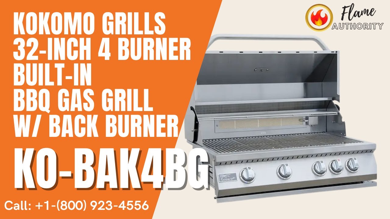 Kokomo Grills 32-inch 4 Burner Built-In BBQ Gas Grill with Back Burner - KO-BAK4BG
